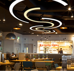 36" Half Circle LED Direct/Indirect Suspended Fixture, 2" Wide, 5880 Lumen Max, Wattage and CCT Selectable, 120-277V, White or Black Finish