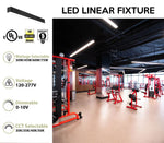 Black 6 ft led suspended linear fixture with direct indirect led lighting and selectable wattage and cct options