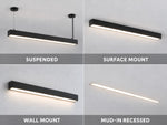 6 FT LED Direct/Indirect Suspended Linear Fixture, 9375 Lumen Max, Wattage and CCT Selectable, 120-277V, White Finish