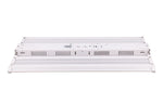 White rectangular led compact linear high bay fixture with ventilation slots and selectable wattage and cct