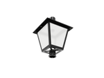 Black wrought iron led post top light with glass panes vintage design 8400 lumen max for shopping malls lighting