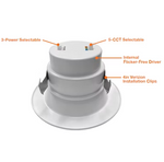 4" Downlight Retrofit, 1000 Lumen Max, Wattage Selectable and CCT Selectable, 120V