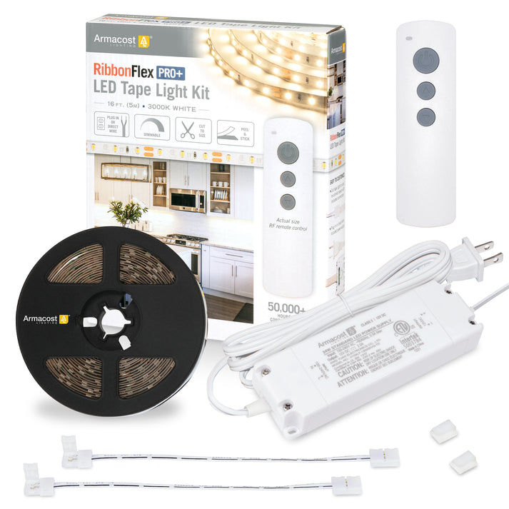 Armacost Lighting RibbonFlex Pro Outdoor 16.4 ft. 120V Plug-In Warm White 2700K LED Rope Light Strip Kit