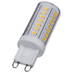 LED light bulb with visible LEDs on a white background