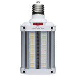 LED light bulb with visible LED chips on a white background