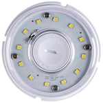 Close-up of a LED light bulb with visible LEDs and base