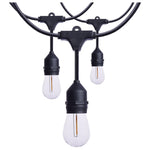 Black 24 foot led string light with clear glass bulbs and black plastic fixtures 12 s14 lamps 2700k cct 120 volt