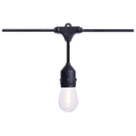 Black outdoor led string light with clear glass bulbs and black plastic fixtures 24 foot 12-s14 lamps 2700k cct