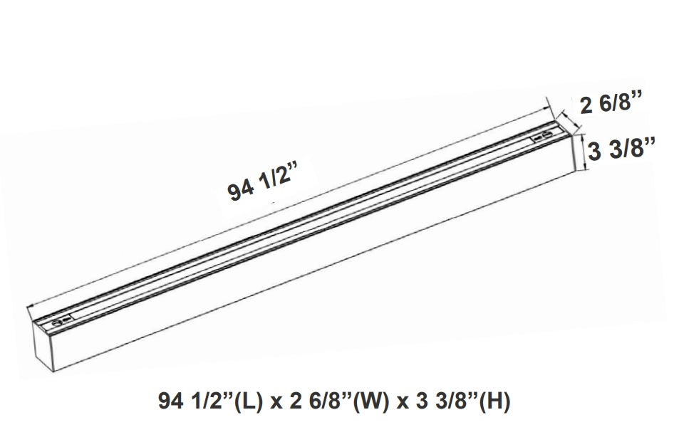 8 FT LED Linear Fixture, 8800 Lumens, 80W, CCT Selectable, 120-277V, White Finish, Canopy Kit Included