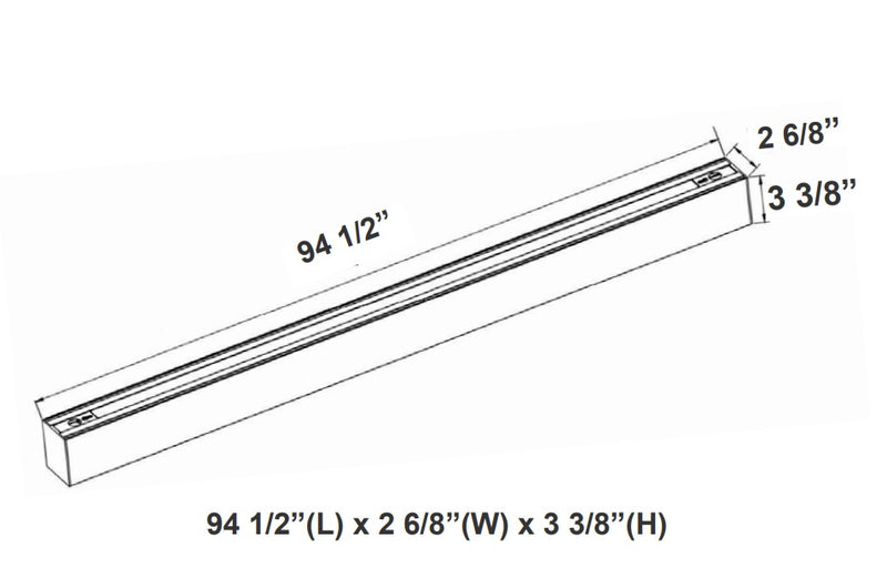 8 FT LED Linear Fixture, 8800 Lumens, 80W, CCT Selectable, 120-277V, White Finish, Canopy Kit Included