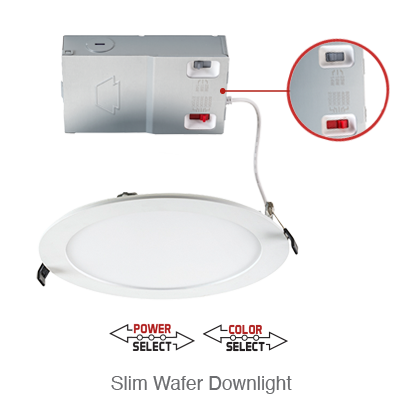 Circa 6 Inch LED Regressed Wafer Down Light, 1,290 Lumens, Wattage Selectable 10W/12W/14W, 120-277V, CCT Selectable: 2700K/3000K/3500K/4000K/5000K