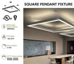 4x4 Square Pattern LED Linear Direct/Indirect Pendant Fixture, 22,000 Lumens, 200 Watt, 120-277V, 4CCT Selectable, White or Black Finish