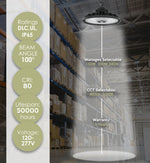 LED UFO High Bay, 36,000 Lumen Max, Wattage and CCT Selectable, Black, 120-277V