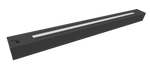 Gray rectangular direct indirect led strip light with bright white illuminated center for modern suspended linear fixture