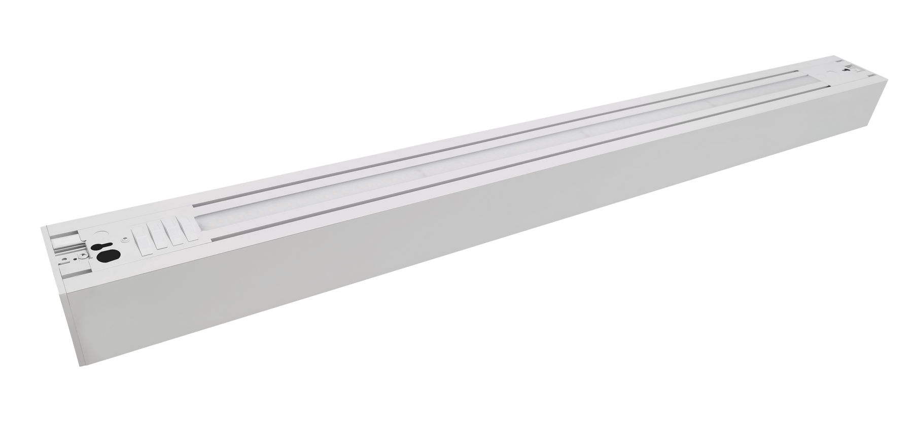 8 FT LED Direct/Indirect Suspended Linear Fixture, 4" Wide, 11,500 Lumen Max, Wattage and CCT Selectable, 120-277V, White or Black Finish