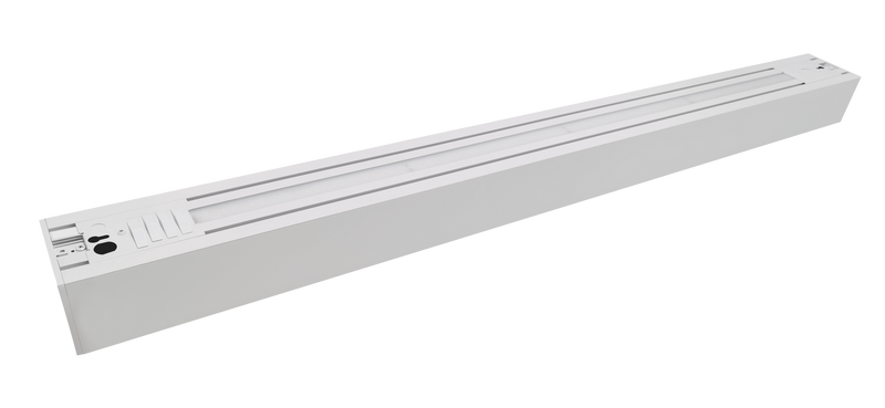 8 FT LED Direct/Indirect Suspended Linear Fixture, 4" Wide, 11,500 Lumen Max, Wattage and CCT Selectable, 120-277V, White or Black Finish