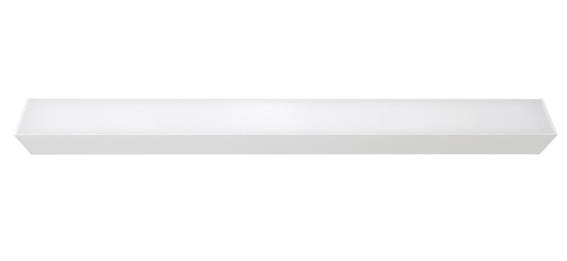 8 FT LED Direct/Indirect Suspended Linear Fixture, 4" Wide, 11,500 Lumen Max, Wattage and CCT Selectable, 120-277V, White or Black Finish
