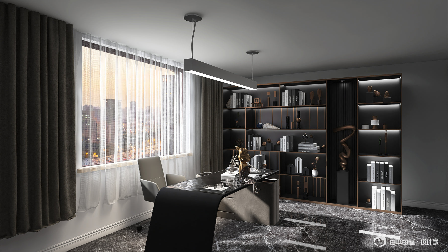 4 FT LED Direct/Indirect Suspended Linear Fixture, 4" Wide, 5750 Lumen Max, Wattage and CCT Selectable, 120-277V, White or Black Finish