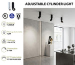 Black led adjustable architectural cylinder light fixture with sleek modern design and selectable color temperature