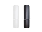 Two led adjustable architectural cylinder light fixtures in black matte and white glossy finishes with cct selectable feature