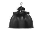 Black industrial-style 6pk aries g5 ufo high bay pendant light with matte finish and metallic silver rim