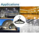 6PK Aries G5 LED UFO High Bay, 22,500 Lumen Max, Wattage, CCT, and Optic Selectable, Black Finish, Comparable to 320-400 Watt HID Fixture, 120-277V