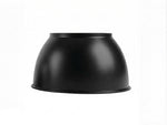 Black matte finished metal ufo high bay with smooth rounded dome shape for industrial lighting applications