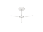 White ceiling fan with sleek minimalist design and four blades paired with 36 inch led round pendant light white finish