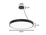 Black led round pendant light with sleek modern design 36 inch 15600 lumen selectable wattage and cct
