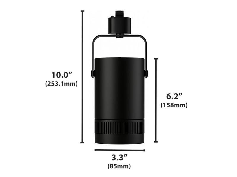 LED Track Light, 1800 Lumen Max, Wattage and CCT Selectable, Adjustable Beam Angle 15°-55°, 120V, Black Housing