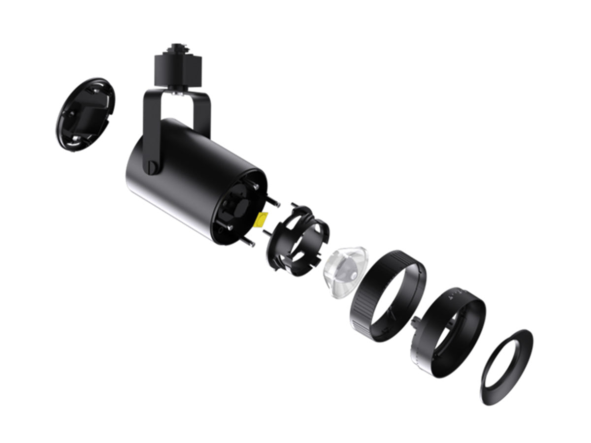 LED Track Light, 1800 Lumen Max, Wattage and CCT Selectable, Adjustable Beam Angle 15°-55°, 120V, Black Housing