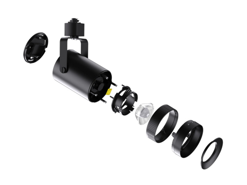 LED Track Light, 1800 Lumen Max, Wattage and CCT Selectable, Adjustable Beam Angle 15°-55°, 120V, Black Housing