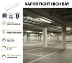 4FT LED Vapor Tight High Bay, 29,000 Lumen Max, Wattage and CCT Selectable, 120-277V