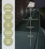 LED Wall Pack, G3, 75 Watt, 10200 Lumens, 120-277V, 3000K or 5000K