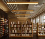 Modern wooden linear fixture with warm glowing illumination 4 ft led suspended linear fixture in natural teak finish