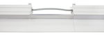 White aluminum 2ft led cove window track with silver braided cable in central channel cct selectable design