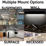 Modern black 4 ft led louver direct indirect linear beam fixtures with selectable color temperature for versatile installation
