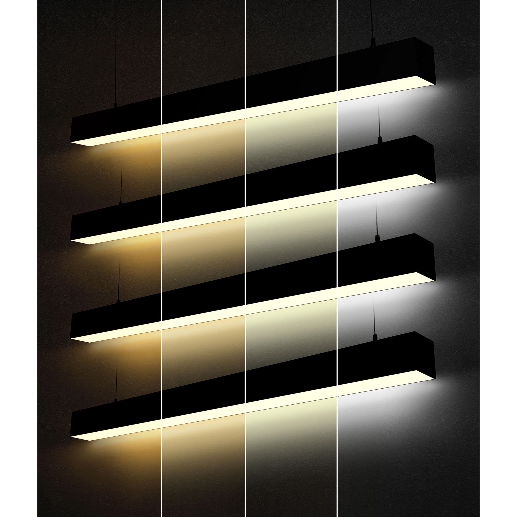 6 FT LED Direct/Indirect Suspended Linear Fixture, 8250 Lumen Max, Wattage and CCT Selectable, 120-277V, Black or White Finish