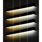 Modern black rectangular foot x pattern direct indirect led pendant fixture with warm white illumination