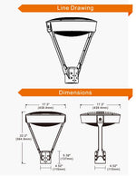 LED Post Top Light, 19,220 Lumen Max, Wattage and CCT Selectable, Integrated Photocell, 120-277V