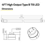 25PK 4FT LED T8 Tube Light, 2200 Lumens, Type B, 15W, 5000K, 120-277V