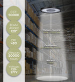 2PK LED UFO High Bay, 21,000 Lumens, 150 Watt, 5000K, Comparable to 320-400 Watt Fixture, 120-277V