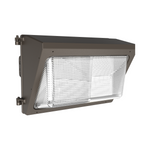 Bronze LED wall pack light on a white background.