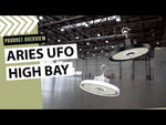 6PK Aries G5 LED UFO High Bay, 22,500 Lumen Max, Wattage, CCT, and Optic Selectable, Black Finish, Comparable to 320-400 Watt HID Fixture, 120-277V