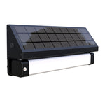 Black solar-powered outdoor wall light with integrated led strip and mounting bracket, 1000 lumens, cct selectable