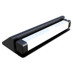 Black outdoor wall-mounted led solar roadway stud light fixture with sleek rectangular design and frosted glass diffuser