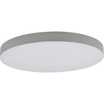 Modern round edge-less architectural flush mount ceiling light with matte gray frame and soft white diffused panel