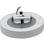 White round edge-less architectural flush mount ceiling light with metallic ring and visible wiring, 700 lumens 10w