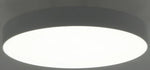 Round edge-less architectural flush mount ceiling light with matte gray frame and bright white illuminated surface