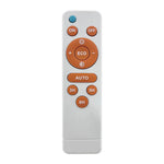 White remote control with orange buttons and blue power light for 2ft solar sign light with universal mounting